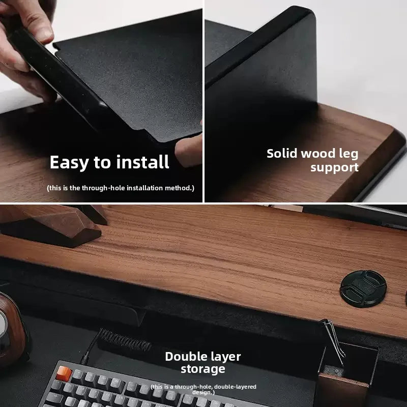 Deskox Sund Walnut Monitor Stand with Side Shelf — Deskox Modern Desks & Workspace Accessories — view 5