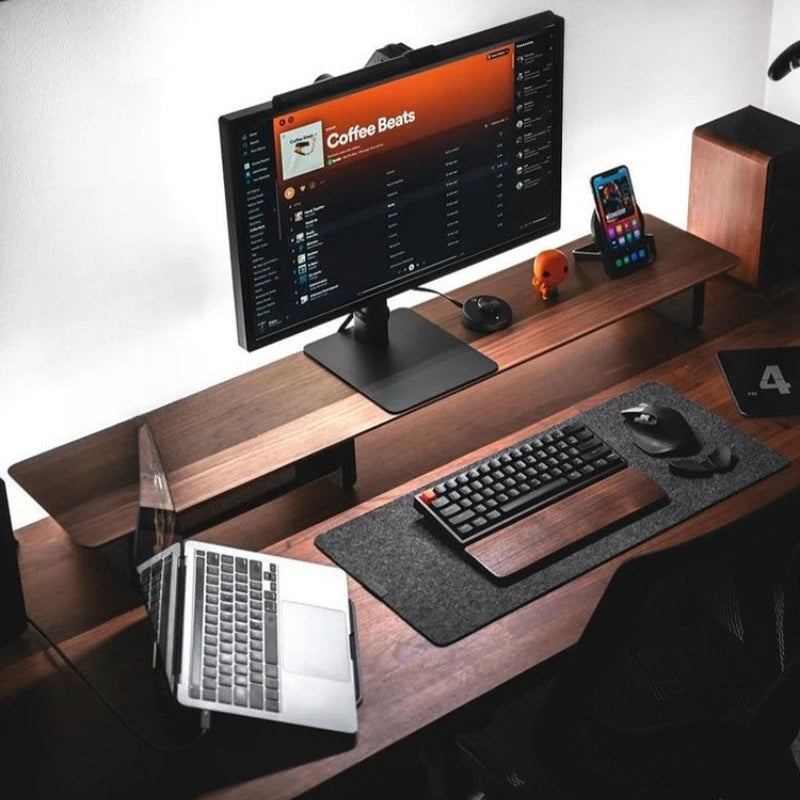 Deskox Sund Walnut Monitor Stand with Side Shelf — Deskox Modern Desks & Workspace Accessories — view 6
