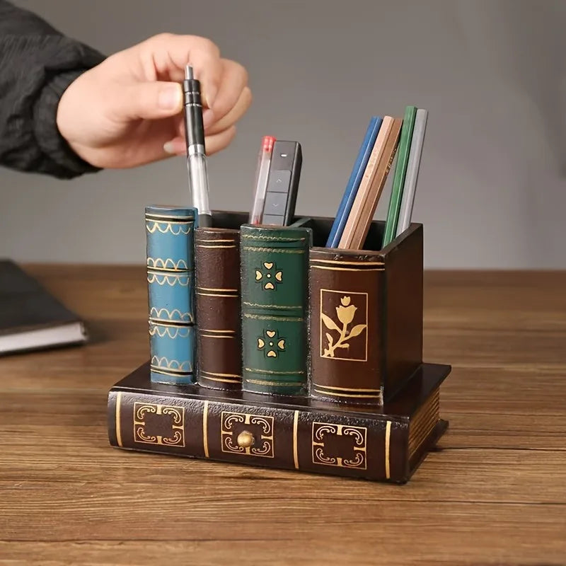Deskox Saga Book-Form Wooden Pen Holder — Deskox Modern Desks & Workspace Accessories