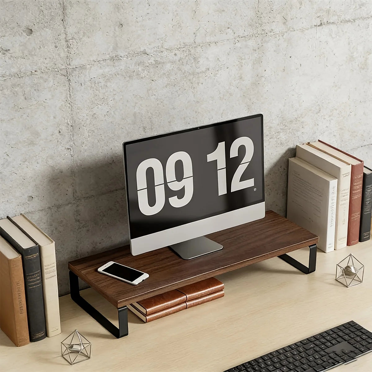 Deskox Smie Industrial Wood-Top Monitor Riser — Deskox Modern Desks & Workspace Accessories
