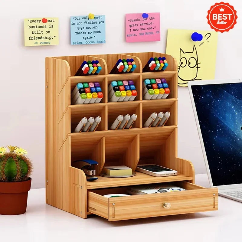 Deskox Skog Multi-Bay Wooden Desk Organiser — Deskox Modern Desks & Workspace Accessories