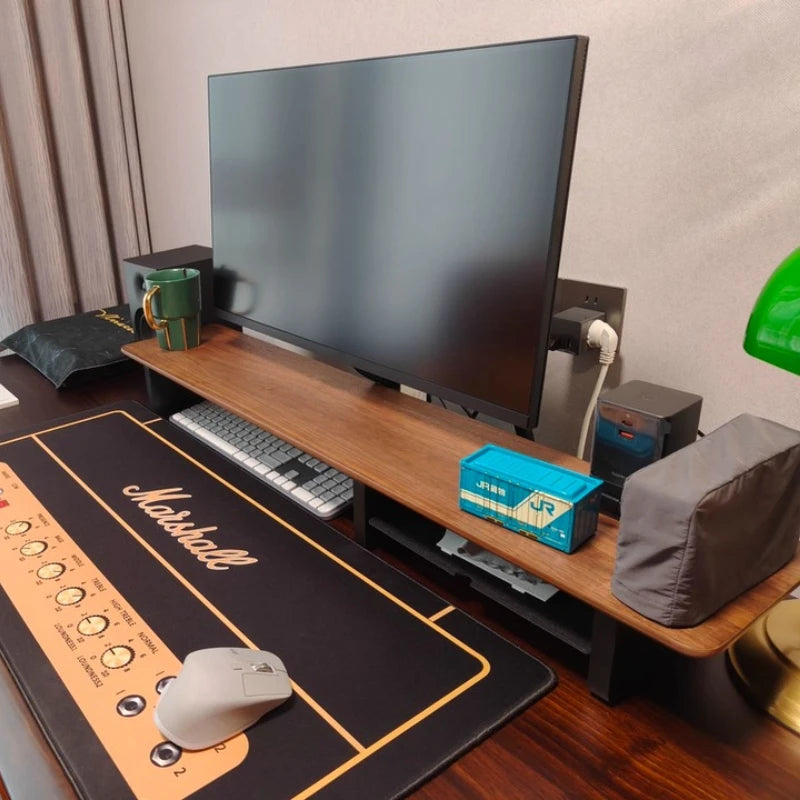 Deskox Sund Walnut Monitor Stand with Side Shelf — Deskox Modern Desks & Workspace Accessories — view 4