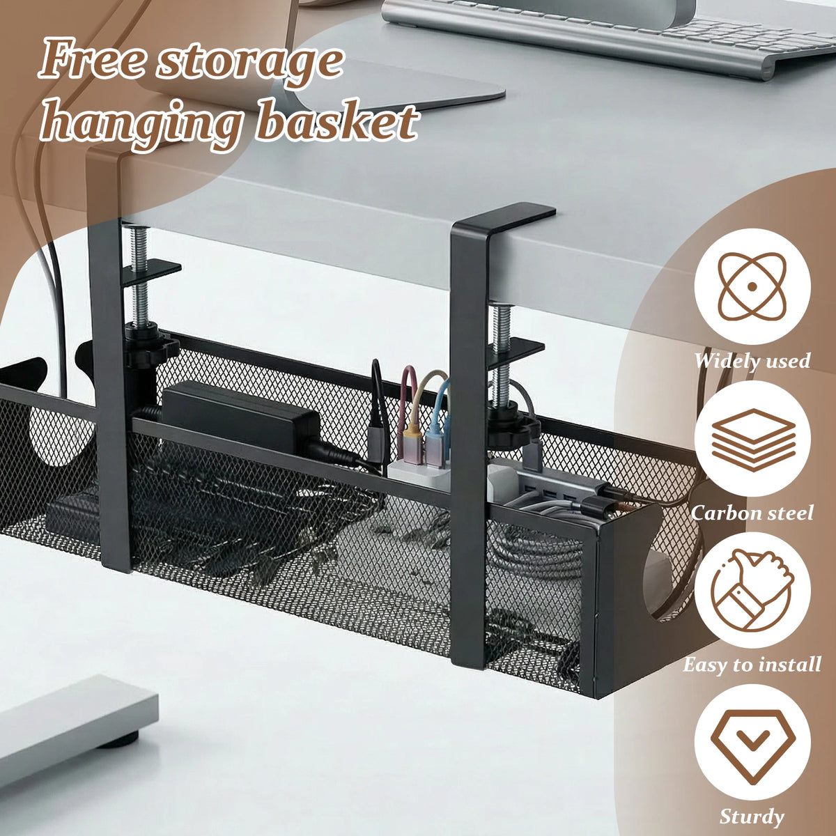 Deskox Bro Clamp-On Steel Cable Tray — Deskox Modern Desks & Workspace Accessories — view 2