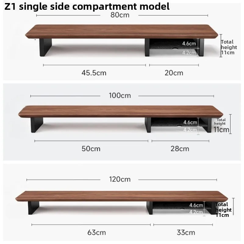 Deskox Sund Walnut Monitor Stand with Side Shelf — Deskox Modern Desks & Workspace Accessories